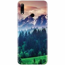 Husa silicon pentru Huawei P Smart 2019 Forest Hills Snowy Mountains And Sunset Clouds 