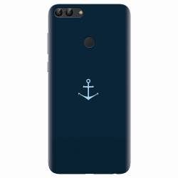 Husa silicon pentru Huawei P Smart Blue Navy Anchor Illustration Flat 