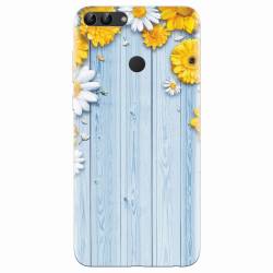 Husa silicon pentru Huawei P Smart Sunflower On Blue Wood 