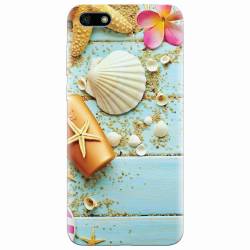 Husa silicon pentru Huawei Y5 2018 Blue Wood Seashells Sea Star 