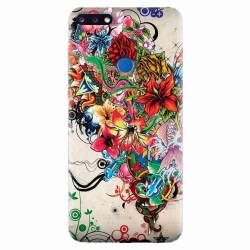 Husa silicon pentru Huawei Y7 Prime 2018 Abstract Flowers Tattoo Illustration 