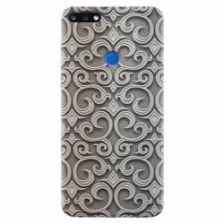 Husa silicon pentru Huawei Y7 Prime 2018 Baroque Silver Pattern 