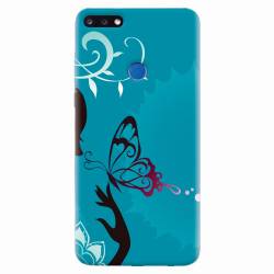Husa silicon pentru Huawei Y7 Prime 2018 Blue Butterfly 
