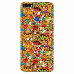 Husa silicon pentru Huawei Y7 Prime 2018 Colorful Sticker Illustrations 