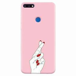 Husa silicon pentru Huawei Y7 Prime 2018 Pink Finger Cross 