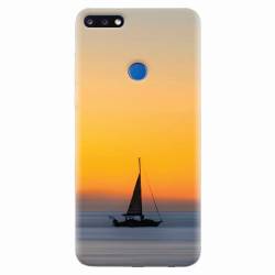 Husa silicon pentru Huawei Y7 Prime 2018 Wind Sail Boat Ocean Sunset 