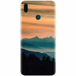 Husa silicon pentru Huawei Y9 2019 Blue Mountains Orange Clouds Sunset Landscape 