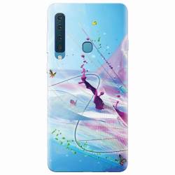 Husa silicon pentru Samsung Galaxy A9 2018 Artistic Paint Splash Purple Butterflies 