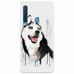 Husa silicon pentru Samsung Galaxy A9 2018 Husky Dog Watercolor Illustration 