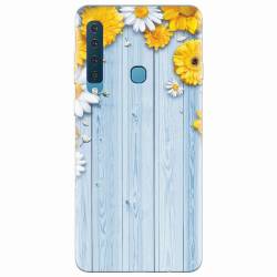 Husa silicon pentru Samsung Galaxy A9 2018 Sunflower On Blue Wood 