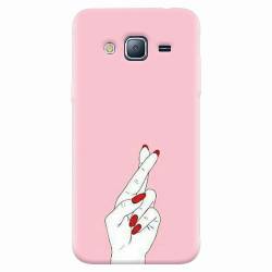 Husa silicon pentru Samsung Galaxy J3 2016 Pink Finger Cross 