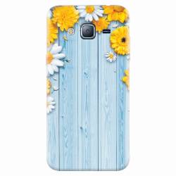 Husa silicon pentru Samsung Galaxy J3 2016 Sunflower On Blue Wood 