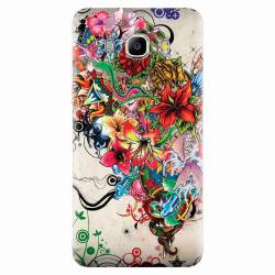 Husa silicon pentru Samsung Galaxy J7 2016 Abstract Flowers Tattoo Illustration 