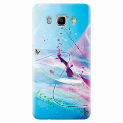 Husa silicon pentru Samsung Galaxy J7 2016 Artistic Paint Splash Purple Butterflies 