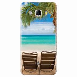 Husa silicon pentru Samsung Galaxy J7 2016 Beach Chairs Palm Tree Seaside 