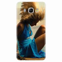 Husa silicon pentru Samsung Galaxy J7 2016 Girl In Blue Dress 