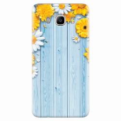Husa silicon pentru Samsung Galaxy J7 2016 Sunflower On Blue Wood 