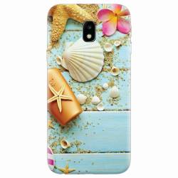Husa silicon pentru Samsung Galaxy J7 2017 Blue Wood Seashells Sea Star 
