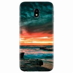 Husa silicon pentru Samsung Galaxy J7 2017 Dramatic Rocky Beach Shore Sunset 