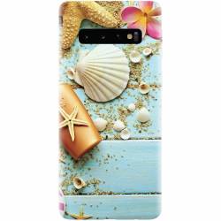 Husa silicon pentru Samsung Galaxy S10 Blue Wood Seashells Sea Star 