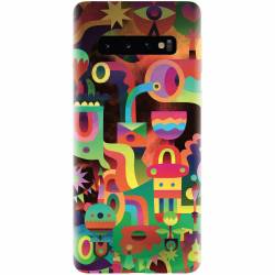 Husa silicon pentru Samsung Galaxy S10 Plus Abstract Colorful Shapes 