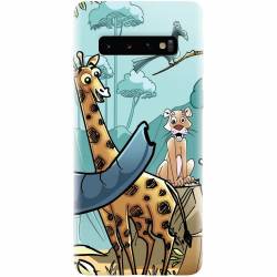Husa silicon pentru Samsung Galaxy S10 Plus Children Drawings Elephants Giraffes Lions 