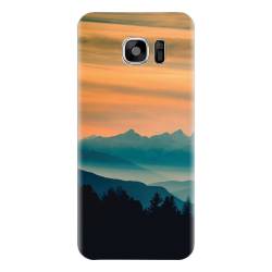 Husa silicon pentru Samsung Galaxy S6 Blue Mountains Orange Clouds Sunset Landscape 