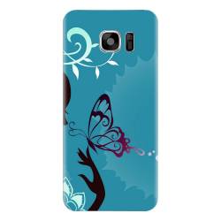 Husa silicon pentru Samsung Galaxy S6 Edge Blue Butterfly 