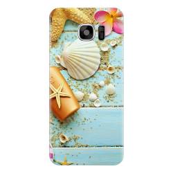 Husa silicon pentru Samsung Galaxy S7 Blue Wood Seashells Sea Star 
