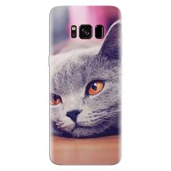 Husa silicon pentru Samsung Galaxy S8 Plus British Shorthair Cat Yellow Eyes Portrait 