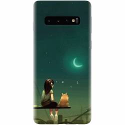 Husa silicon personalizata pentru Samsung Galaxy S10 Cat And Girl 