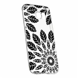 Husa Silicon Transparent Slim Black Flower Samsung Galaxy S6 