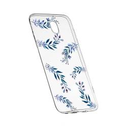 Husa Silicon Transparent Slim Blue Flowers 116 Samsung Galaxy J3 2017