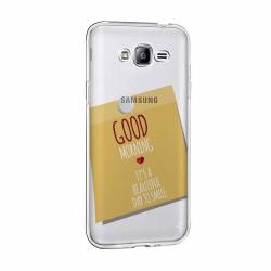 Husa Silicon Transparent Slim Sticker Good Morning Samsung Galaxy J7 2016 