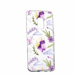 Husa Silicon Transparent Slim Unicorn Pattern Samsung Galaxy J4 2018 