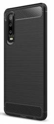 Husa spate carcasa antisoc silicon cu insertii carbon pentru Huawei P30 Negru BBL715