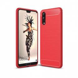 Husa spate carcasa antisoc silicon su insertii carbon Rosu Huawei P20 BBL406 