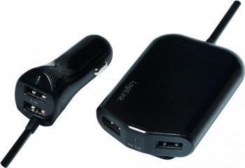 Incaractor auto LogiLink 4 x USB 2.0 1.8m cablu Maxim 9.6A Negru 