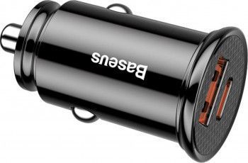 Incarcator Auto Baseus Dual Port 30W USB si Type-C Negru