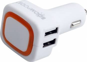 Incarcator Auto Boompods 6A Quad USB 4xUSB led indicator incarare rapida Alb 