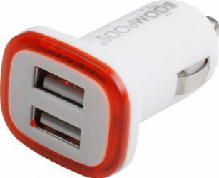 Incarcator Auto Boompods Mini 2.4A Dual USB led indicator incarcare rapida Alb 