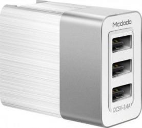 Incarcator priza Mcdodo 3 Ports USB Travel 3.4A plug EU/UK White 