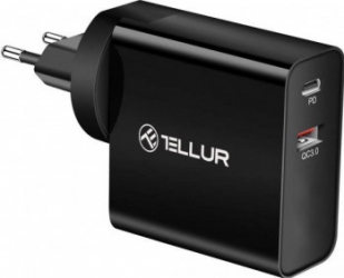 Incarcator priza Tellur PDHC1 48W PD30W + QC3.0 3 adaptoare priza US/EU/UK Negru 