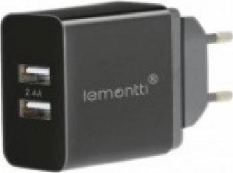 Incarcator Retea Lemontti 2.4A Dual USB Negru 