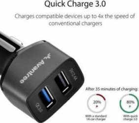Incarcator Auto Avantree TR 409Q 1 x QC 3.0 USB + 1 x 2.4A USB Negru 