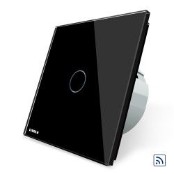 Intrerupator simplu wireless cu touch Livolo din sticla Negru 