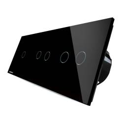 Intrerupator cu touch simplu+dublu+dublu Livolo din sticla Negru 