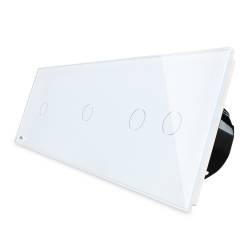 Intrerupator simplu+simplu+dublu Livolo cu touch din sticla Alb 