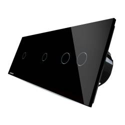 Intrerupator simplu+simplu+dublu Livolo cu touch din sticla Negru 