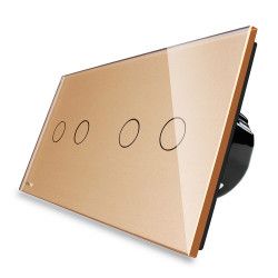Intrerupator dublu + dublu Livolo vl-c702c702-13 cu touch din sticla Auriu 